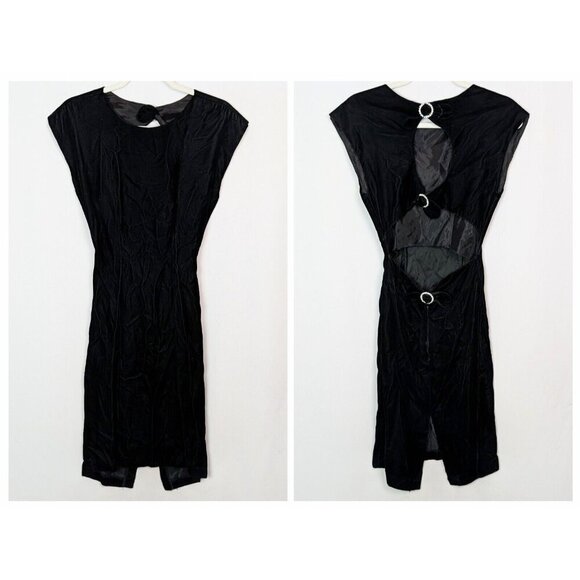 Jay Jacobs Dresses & Skirts - Vtg 90s Jay Jacobs Party Dress sz 5 Open Jeweled Back Knee Length Sheath Velvet